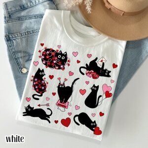 Cat Heart T-Shirt Cute Cat Valentine's day Tee Cat Lover Tee